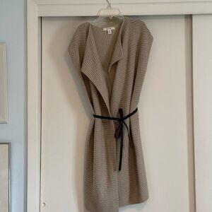 Ellen Tracy Beige Knit Long Vest